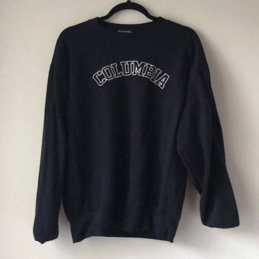 PrettyLittleThing Black Crewneck Sweater with White 'COLUMBIA' Logo